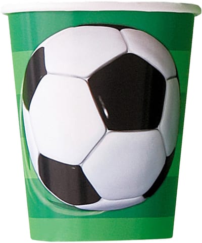 UNIQUE - 8 Kartonnen bekers voetbal 3D-effect