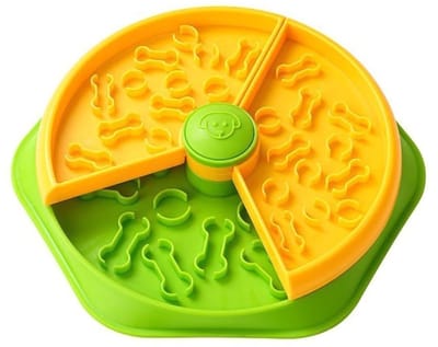 Gloovon® - Slowfeeder Hond - Anti-schrokbak - 360° Draaibare Anti-schrokbak voor Hond & Kat - Educatieve Puzzel Voerbak - Voorkomt Schrokken & Verveeltijd - Geel/Groen