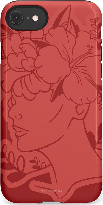 Casetastic hoesje geschikt voor Apple iPhone SE / Apple iPhone 7 / Apple iPhone 8 - Dubbellaagse bescherming - Bloemenfluistering - Fashion Case - Koraal Terracotta