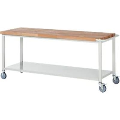 Werkbank serie 8000, verrijdbaar, plaatstalen legbord, B 2000 x D 700 x H 880 mm