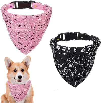 Hondenhalsdoeken Set - Honden bandana's - Huisdier aankleden - Verstelbare band - 29-45 cm - Zwart en roze