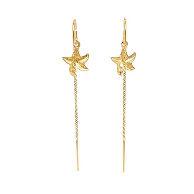 Pat's Jewels Oorbellen - Doortrek Oorbellen - Minimalistische Oorbellen - Zeester Hanger - Goud