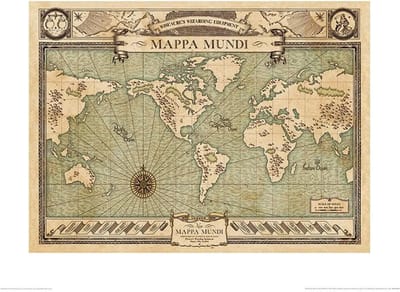 Kunstdruk Fantastic Beasts - Mappa Mundi 50x40cm