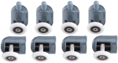 Dailygoods- Duschdeurrollen 8 Stuks - Kunststof/RVS - Voor 5/6 mm Glas - Enkel/Dubbelwiel - Schuifmechanisme - Roestbestendig - Duschdeurwielen