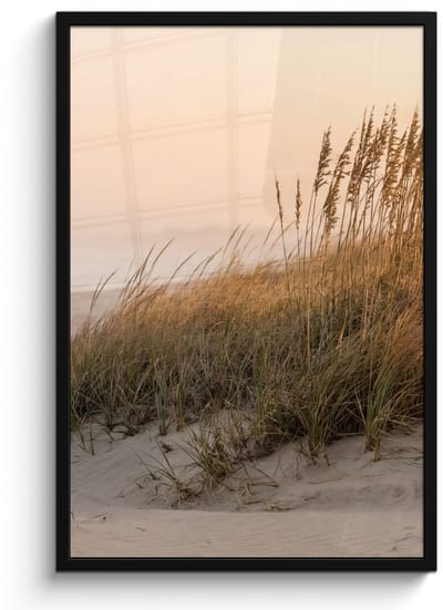 Poster in lijst - Fotolijst 60x90 cm - Posters - Duinlandschap - Zonsondergang - Strand - Posterlijst zwart - Decoratie - Wanddecoratie woonkamer - Muurdecoratie slaapkamer