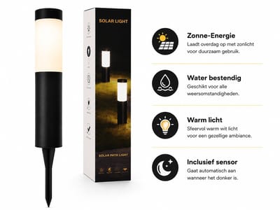 Valeron Goods® Solar Tuinlamp – RVS LED Grondspot op Zonne-energie – Waterdicht IP65 – Automatisch Aan/Uit – Tuinverlichting voor Tuin, Pad, Oprit & Terras