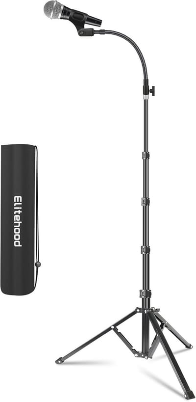 Opvouwbare microfoonstandaard - Verstelbaar tot 82 inch - Inclusief microfoonclip - Ideaal voor optredens, zingen, en karaoke