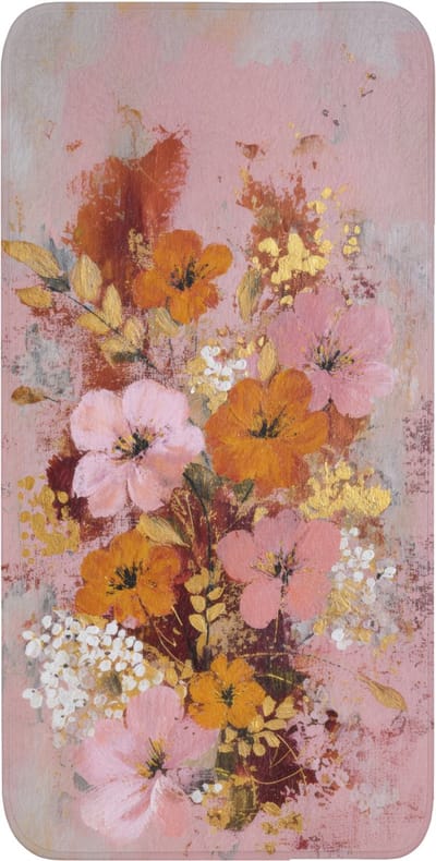 WC mat 60x120 cm - Antislip - Schilderij - Bloemen - Rustiek - Roze - Toiletmat - Vloermat - Douchemat - Toilet tapijt - Toiletmatten