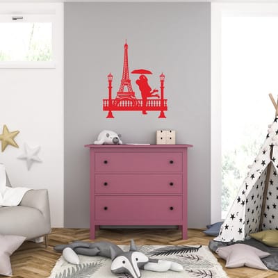 Muursticker - Paris - 46,4 x 56,8 - Rood