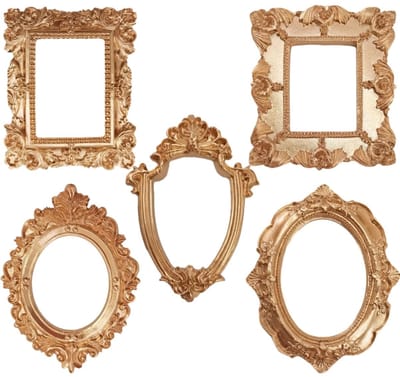 SnelShoppen - 5 Stuks Kleine Vintage Fotolijsten Set, Mini Resin Antieke Gotische Gouden Barok Ovalen en Rectangulaire Foto Displays voor Wanddecorati