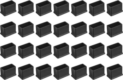 28x Vierkante Stoelpootdoppen Zwart PVC - Geluidsdempende Meubelbeschermers voor Hardhout en Tegels