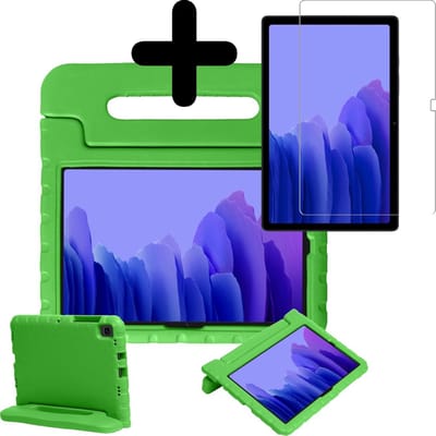 Hoesje - Geschikt voor Samsung Galaxy Tab A7 (2020) - Met Screenprotector - Kinderhoes - Shockproof Bumper - Kidsproof Case - Tablethoes - Kinder Hoes Cover - Groen