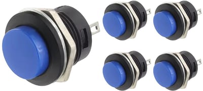 ProRide Drukknop Pulsschakelaar R13-507 - 16mm Inbouw - 250V/3A - Normally Open - Blauw - 5 stuks