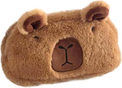 Klikkopers® - Capybara - Pluche etui - Pluche etui met ritssluiting - Capibara Pluche pennenzakje voor meisjes - Zachte Pluche opberg etui - Draagbare make-up zak - Schattige capybara opbergtas, potloodhouder - schoolbenodigheden