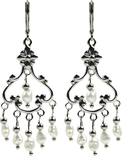 Zoetwater parel oorbellen Maïsha - oorhangers - echte parels - edelstaal - wit - luxe sieraden zakje - parel oorbellen dames