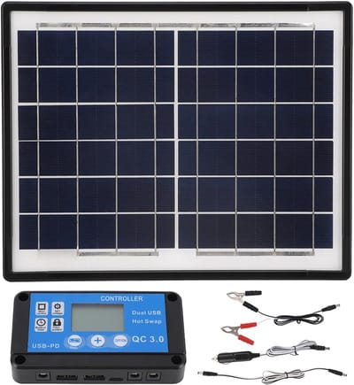 Zonnepaneel 20W - Draagbare Energie - Kamperen en Reizen - Inclusief 10A Controller - 35 x 28 cm - Zwart
