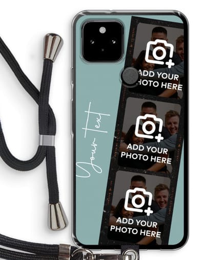 Gepersonaliseerd - Case Company® - Hoesje met koord geschikt voor Google Pixel 5 hoesje met Koord - Filmrol N°1 - Telefoonhoesje met Zwart Koord - Bescherming aan alle Kanten en Over de Schermrand