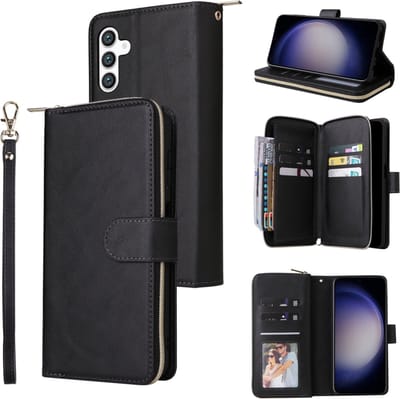 BookCover - 9 Pas - Portomonnee Etui Hoes voor Samsung Galaxy S24 - S25 - Zwart
