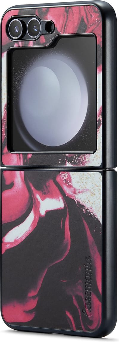 Casemania Hoesje Geschikt voor Samsung Galaxy Z Flip 5 - Red Rhodonite - Marmer Portemonnee Book Case