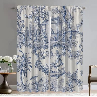 Toile De Jouy Gordijnen Kinderkamer Gordijnen voor Slaapkamer Woonkamer Gordijn Shades Halloween Decoratie Scheidingswand Keuken Elegant W50xH70cmx2pcs-CL gray