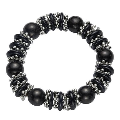 Behave - Rekarmband met zwarte kralen - stoere minimal look