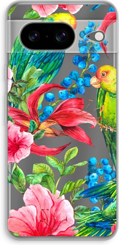 Case Company® - Hoesje geschikt voor Google Pixel 8 hoesje - Papegaaien - Soft Cover Telefoonhoesje - Bescherming aan alle Kanten en Schermrand