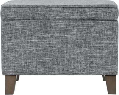 HomePop Home Decor | Middelgrote, vierkante voetenbank met scharnierdeksel | Ottoman met opbergruimte voor woonkamer en slaapkamer, grijs