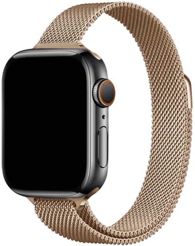 Stravo Slim Milanees bandje Geschikt voor Apple Watch 42mm (Series 11/10), 41mm (Series 9/8/7), 40mm (Series 6/5/4, SE 3/2/1), 38mm (Series 3/2/1) - Elegant en verfijnd Milanese Horlogeband met magnetische sluiting - Roségoud