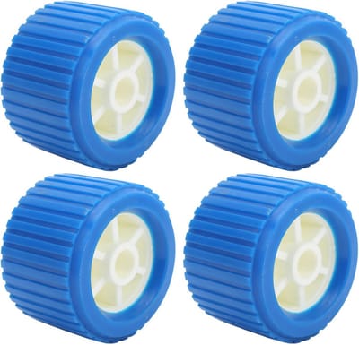 4x Blauwe Wiebelrollen voor Boottrailer - Ribbel Rollers 108x75mm - Hoge Kwaliteit PP