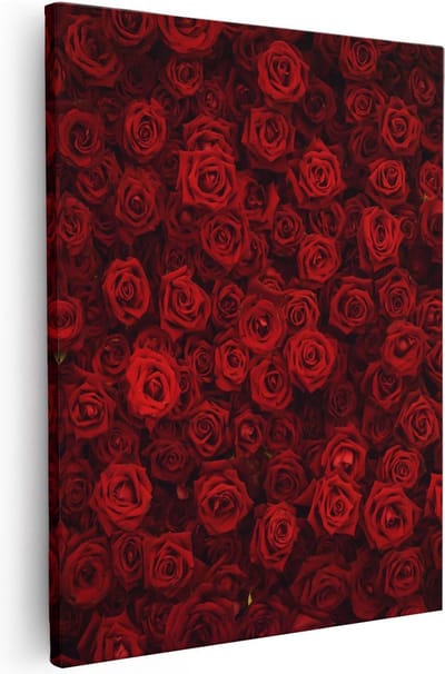 Artaza Canvas Schilderij Rozen Bloemen - 40x50 cm - Muurdecoratie Woonkamer - Wanddecoratie Bloem - Kamer Accessoires