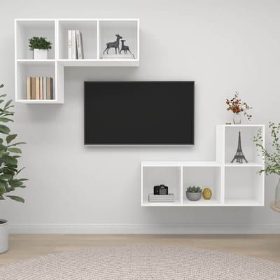 vidaXL - Tv-wandmeubelen - 4 - st - bewerkt - hout - wit