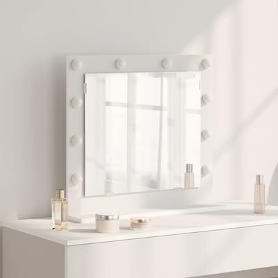 vidaXL - Make-up - Spiegel - Wit - 60 - x - 55 - x - 18 - cm - Glas - en - samengesteld - hout