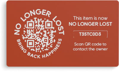 NoLongerLost - Stickers (x2) - Slimme Sticker klein rechthoek ( 4.5 cm x 2.5 cm)- Roestbruin - Unieke QR code - Tracking