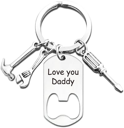 Dailygoods- Sleutelhanger met Flessenopener - Cadeau voor Papa - Verjaardag - Vaderdag - Zilver - Compact en Handig - Flesopener