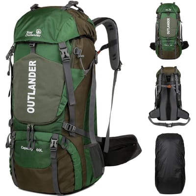 Sac à dos de randonnée 60L Sac à dos de camping étanche Sac à dos de voyage léger pour homme / femme Sac à dos avec vert