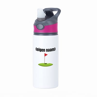 Hacebo® - golf hole vlag met eigen naam waterfles met rietje roze - Golf - golfers - leuk cadeau voor iemand die houd van golfen - cadeau - kado - water fles - 650ML