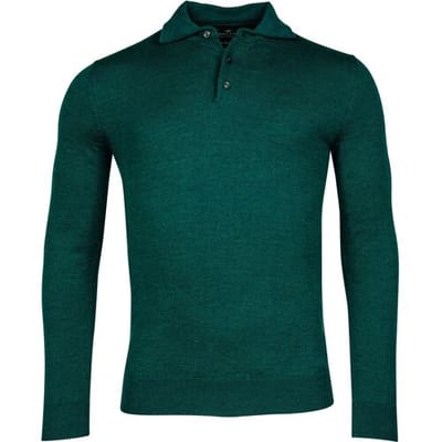 Baileys Trui Merino Blend Pullover Polo Collar Buttons Single Knit Donker Groen / male