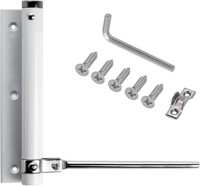 Stangdeursluiter automatisch - veersluiter voor vleugeldeuren - sluitkracht 75 kg - universaal - wit