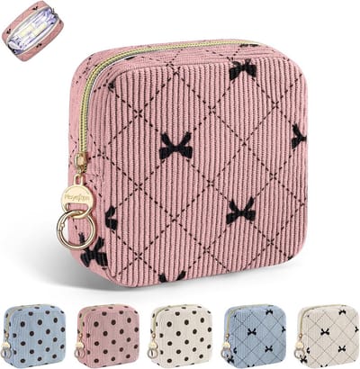 Maandverband tas - Kleine opberger - Persoonlijke hygiëne - Compact en discreet - 14 x 14 cm - Roze