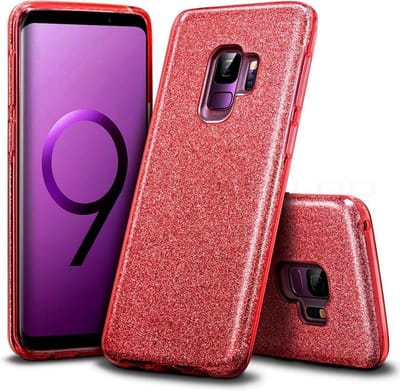 Backcover Hoesje Geschikt voor: Samsung Galaxy S9 Plus Hoesje Glitters Siliconen TPU Case Rood - BlingBling Cover
