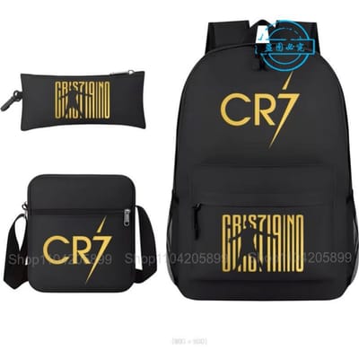 3 stuks CR7 Rugzakken Ronaldo Print Jongens Meisjes Schooltassen Student Tiener Mochila Laptop Reizen Rucksack Cadeau 16 inches