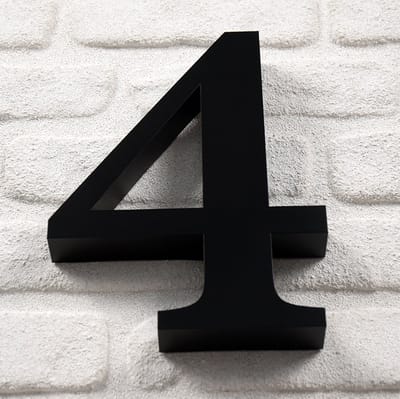 Promessa-Design - Huisnummer 4 RVS Zwart 3D Bold - Hoogte 25 cm - Dikte 3 cm - Type 3D/25/Zwart/4/RomaBold.