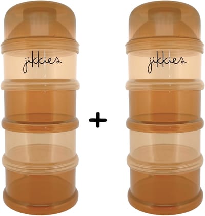 Jikkies Melkpoeder doseerdoosjes - SET Taupe & Beige Mix - Melkpoeder bewaarbakjes - Melkpoeder toren - Melkpoedertoren - Melkpoederdoos - Dispenser - 4 lagen - BPA FREE - Getest op EN14372