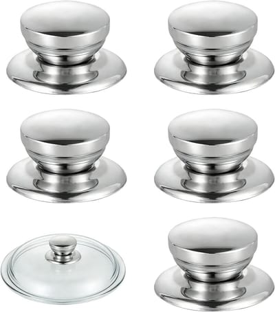 Vervangende Handgrepen voor Pannendeksels van RVS, Universele Deksels Knoppen met Schroeven, Set van 5 Stuks voor Keukenaccessoires