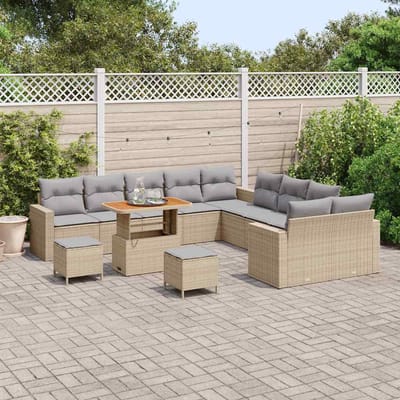 vidaXL - Tuinbank - Set - 17 - st - 10-Aantal - zitplaatsen - Beige - en - Lichtgrijs