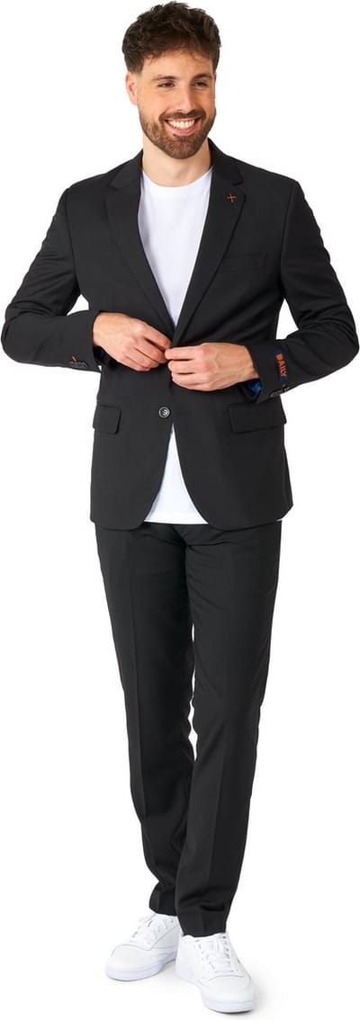 OppoSuits Daily Deep Black - Casual Heren Pak - Zwart - Maat EU 46