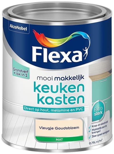 Flexa - Mooi Makkelijk Keukenkasten Mat - Vleugje Goudsbloem - Mengverf - 750 Ml