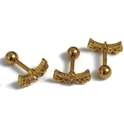 Aramat Jewels | Piercings | Helixpiercing met Vleugels en Zirkonia Goudkleur | | | |6mm | Staal | Volwassenen | Verkleurd niet