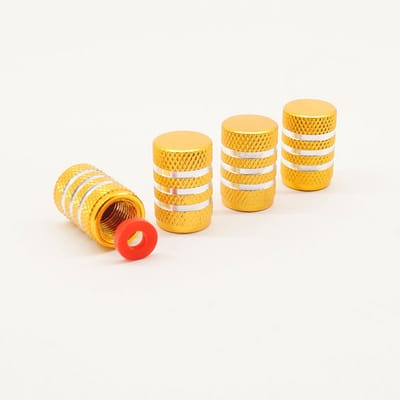 Schrader (auto) ventiel - Goud aluminium gestreept met afdichting