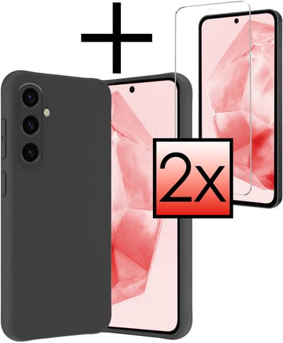 Hoesje - Met 2x Screenprotector - Geschikt voor Samsung Galaxy A36 - Sterk & Shockproof - Back Cover - Siliconen Case - Telefoon Hoes - Zwart